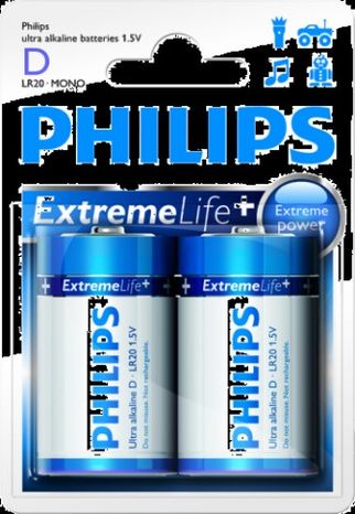 Batéria Philips ExtremeLife D (LR20) 1,5 V / 2ks  phLR20EL