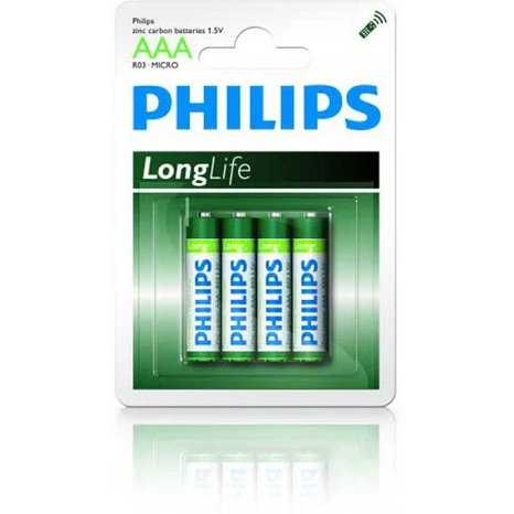Batéria Philips Longlife ( Extra Zinc) AAA 1,5V R03 / 4ks  phR03LL