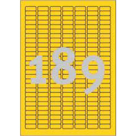 Etikety A4 farebné 25,4x10mm  (189)  žlté (ZG34/B1)