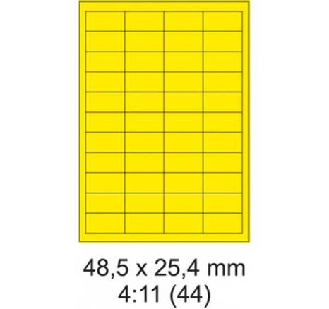 Etikety A4 farebné 48,5x25,4mm (44) neón žlté