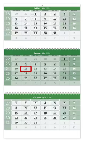 DOPREDAJ Kalendár GREEN nástenný 3-mesačný so špirálou na recyklovanom papieri 2024