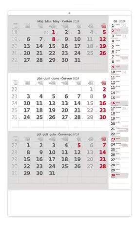 DOPREDAJ Kalendár nástenný 3-mesačný šedý s poznámkami 2024