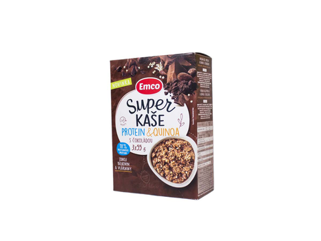 Kaša Emco Super Protein a Quinoa s čokoládou 3x55 g (165 g)