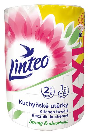 Utierky Linteo XXL papierové v roli kuchynské 50 m 2 vrst. biele