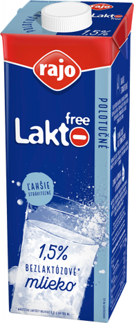 Mlieko Rajo Lakto free bez laktózy UHT 1,5% 1l