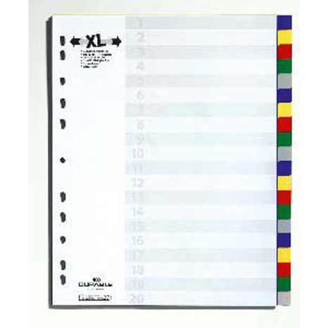 Plastový rozraďovač DURABLE farebný 20 dielny maxi