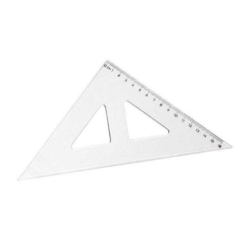 Pravítko trojuholník s kolmicou 16cm 45° čierna ryska