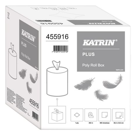 Utierky Katrin Plus Poly Roll Box papierové v roli priemyselné 1 vrst. biele