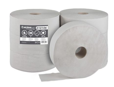 DOPREDAJ Toaletný papier primaSOFT Jumbo 26 cm 282 m 1 vrst. recyklovaný šedý