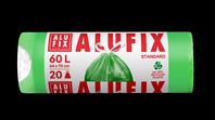 Vrecia ALUFIX na odpad HDPE zaťahovacie 640x700 mm 15 mic 60 l zelené 20 ks/rolka