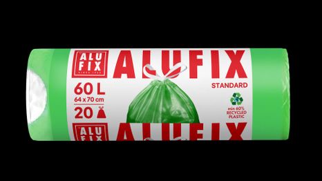Vrecia ALUFIX na odpad HDPE zaťahovacie 640x700 mm 15 mic 60 l zelené 20 ks/rolka