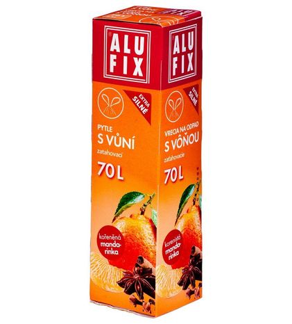 Vrecia ALUFIX s vôňou 640x710 mm 20 mic 70 l v krabičke korenistá mandarínka 8 ks/rolka